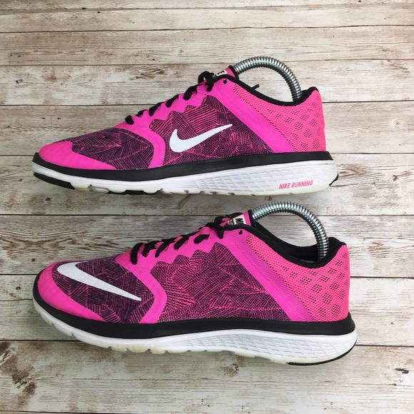Nike FS Lite Run 3 Womens 7 Pink Black White - Picture 4 of 8
